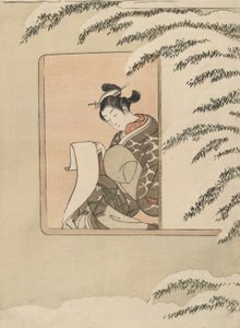 Sun Kang のパロディ (Snow by the Window としても知られる) 作： Suzuki Harunobu