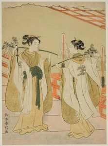 Ｓｈリネ 毎田ｓ お波 案ｄ お初 団信ｇ あｔ 湯島 天神 Ｓｈリネ 作： Suzuki Harunobu