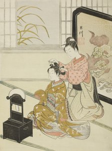 鏡の中の秋の月 作： Suzuki Harunobu