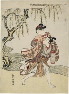 駆け落ち（『伊勢物語』芥川エピソードのパロディ） 作： Suzuki Harunobu