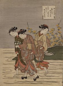 シリーズ「六つの宝石の川」（色の木版画）からの井出の宝石の川 作： Suzuki Harunobu