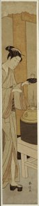 かぎや茶屋のウェイトレスおせん、1769-70年頃 作： Suzuki Harunobu