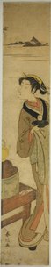 お茶を運ぶ鍵屋のウェイトレスおせん 作： Suzuki Harunobu