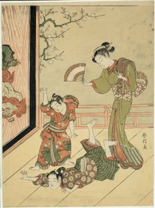 ザ・レスリング・マッチ（牛川丸と弁慶のパロディ） 作： Suzuki Harunobu