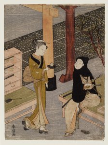 アーティストと大泉、ca。 1769（木版画） 作： Suzuki Harunobu
