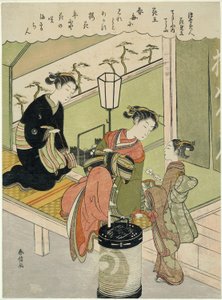Ｔれえ ぺおｎｙ： ちょざん おｆ ちょじや （ちょじや うち ちょざん、 かお）、 ｆろｍ てぇ せりえｓ ”ぱろぢえｓ おｆ Ｆぉあちんｇーをｒｌｄ べあうちえｓ あｓ Ｆぉうぇｒｓ （うきよ びじん はな みたて）” 作： Suzuki Harunobu