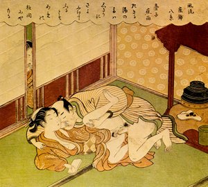 二人の恋人、c1750。 作： Suzuki Harunobu