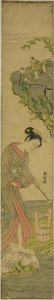 美人踏み布を見つめる二人の賢者（久米仙人のパロディ） 作： Suzuki Harunobu