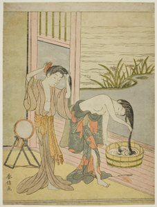 髪を洗う 2 人の女性 作： Suzuki Harunobu