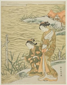 水辺の二人の女 作： Suzuki Harunobu