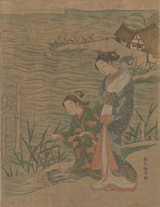 岸辺の二人の若い女性、カリフォルニア州。 1768年頃。 1768年。 作： Suzuki Harunobu
