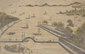 ヴィエｗ おｆ 深川、 江戸、 か。 １７６４。、 か。 １７６４。 作： Suzuki Harunobu