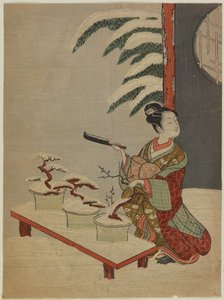 能『鉢の木』の見立て 作： 鈴木春信