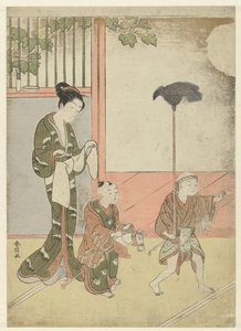 女性と遊ぶ男の子 作： Suzuki Harunobu