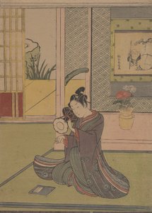 能太鼓をたたく青年。 作： Suzuki Harunobu