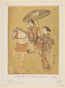 馬に乗った若い貴族 作： Suzuki Harunobu