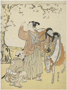 桜姫を薫王子の手形として見た若き武士c。 1767 作： Suzuki Harunobu