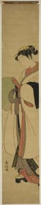 托鉢僧に扮した若い女性 作： Suzuki Harunobu