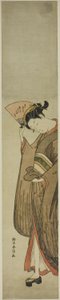 扇子を持つ若い女性 作： Suzuki Harunobu