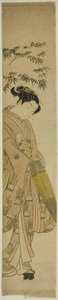 雪の中を歩く若い女性 作： Suzuki Harunobu
