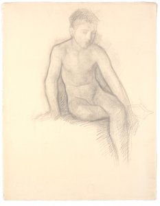 座っている裸の少年 作： Svend Hammershøi