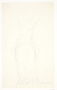 小像「髪を整える女」の素描を習う