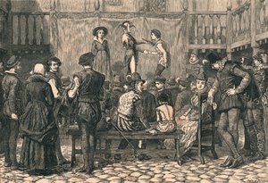 ロンドンインヤードでの戯曲、エリザベス女王の時代、c1873。 作： Swain