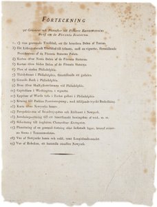 1824年のアメリカのクリンコウストロムアトラスのイラストのリスト（印刷） 作： Swedish School