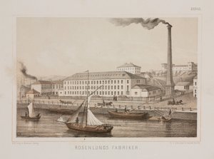 Rosenlunds Fabriker」（Rosenlunds Factory）、スウェーデン、ストックホルム、Rosenlunds、c.1840（カラーリトグラフ
