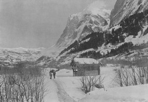 グリンデルワルドの冬景色とヴェッターホルン（モノクロ写真 作： Swiss Photographer