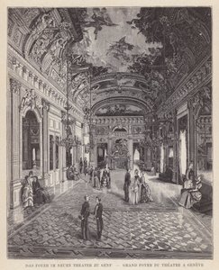 ジュネーブ新劇場のホワイエ「Grand Foyer du Theatre a Geneve」（エングレービング 作： Swiss School