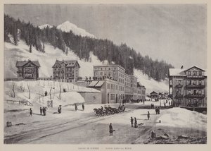 雪の中のダボス、Davos dans la Neige (litho) 作： Swiss School