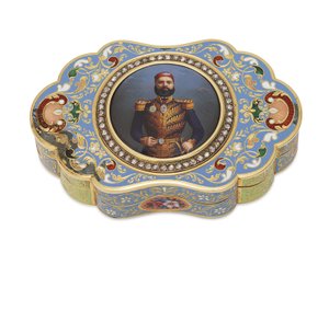 エジプトの副王アッバース1世のエナメルを塗られた肖像画のある金の箱、1820年頃（金、エナメル、ダイヤモンド）