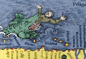 人間を食べる海獣（コンラッド・ゲスナーの「Historiae Animalium」からのイラスト