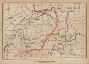 ローマ帝国下のスイス（カラー版画） 作： Swiss School