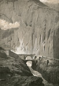 デビルズブリッジ。 Gothard Road、Schollenen Gorge 作： Swiss School