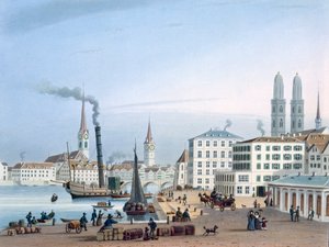 チューリッヒ、19 世紀。 作： Swiss School