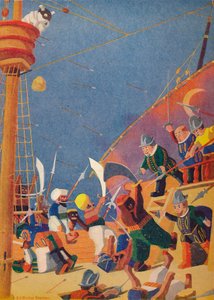 「コルセアとの戦い」、1937 作： Sydney George Hulme Beaman
