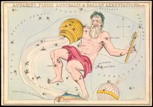 水瓶座、魚座アウストラリスと気球、1825年頃（カード、紙、ティッシュ） 作： Sydney Hall