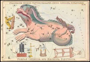 Psalterium Georgii, Fluvius Eridanus, Cetus, Officina Sculptories, Fornax Chemica and Machina Electrica, c.1825 (カード、紙、ティッシュ ) 作： Sydney Hall
