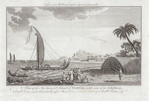 新しく発見されたウリエタ島の一部の住民との眺め 作： Sydney Parkinson