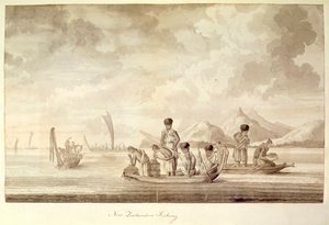 Add.23920, f.44 ニュージーランド人の釣り、1770 年 1 月 作： Sydney Parkinson