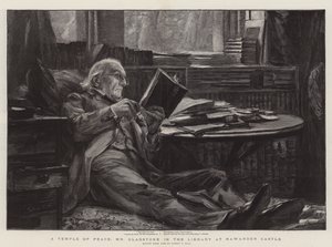 平和の神殿、ハワーデン城の図書館にあるグラッドストーン氏 作： Sydney Prior Hall