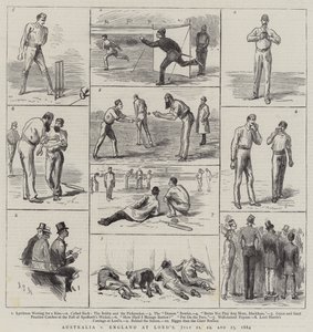 1884年7月21日、22日、23日のオーストラリアのイングランド対オーストラリア 作： Sydney Prior Hall