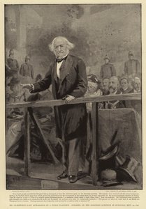 1896年9月24日、リバプールでのアルメニアの質問についてのグラッドストーン氏の公共プラットフォームへの最後の出演 作： Sydney Prior Hall