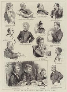 ロンドン教育委員会の会議でのスケッチ 作： Sydney Prior Hall
