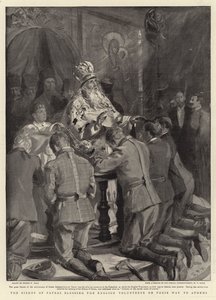 パトラスの司教はアテネに向かう途中で英語ボランティアを祝福します 作： Sydney Prior Hall