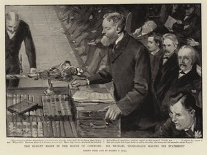 下院でのバジェットナイト、マイケルヒックスビーチ卿の発言 作： Sydney Prior Hall