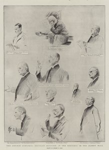教会議会、アルバートホールでの会議での肖像画のスケッチ 作： Sydney Prior Hall