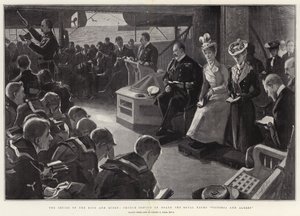 王と女王のクルーズ、ロイヤルヨットビクトリアとアルバートの教会サービス 作： Sydney Prior Hall